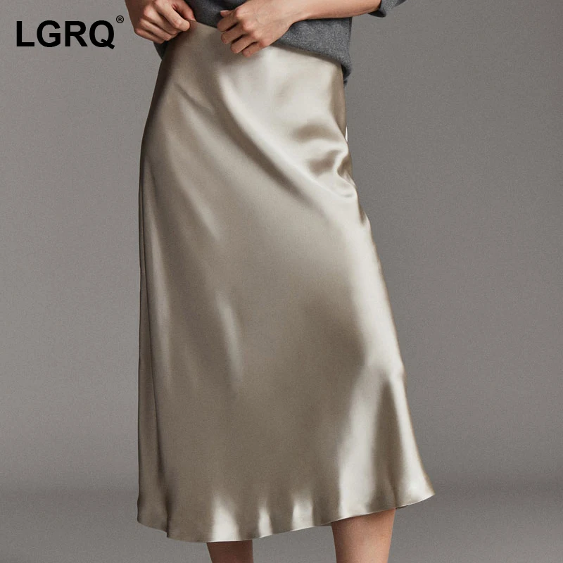 

Женская юбка с высокой талией [LGRQ], черная Элегантная Юбка До Колена в западном стиле, новинка для весны и осени 2021, 19D4856