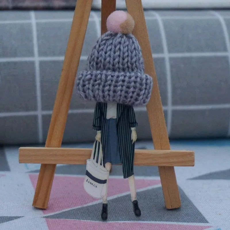 Женская Серая шерстяная брошь на шляпу | Украшения и аксессуары