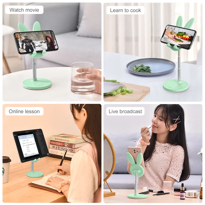 2022 cute bunny phone holder desktop cell phone stand height angle adjustable for iphone 11 12 ipad lovely rabbit tablet support free global shipping