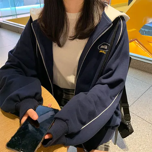 Повседневный винтажный кардиган на молнии с надписью толстый Свободный