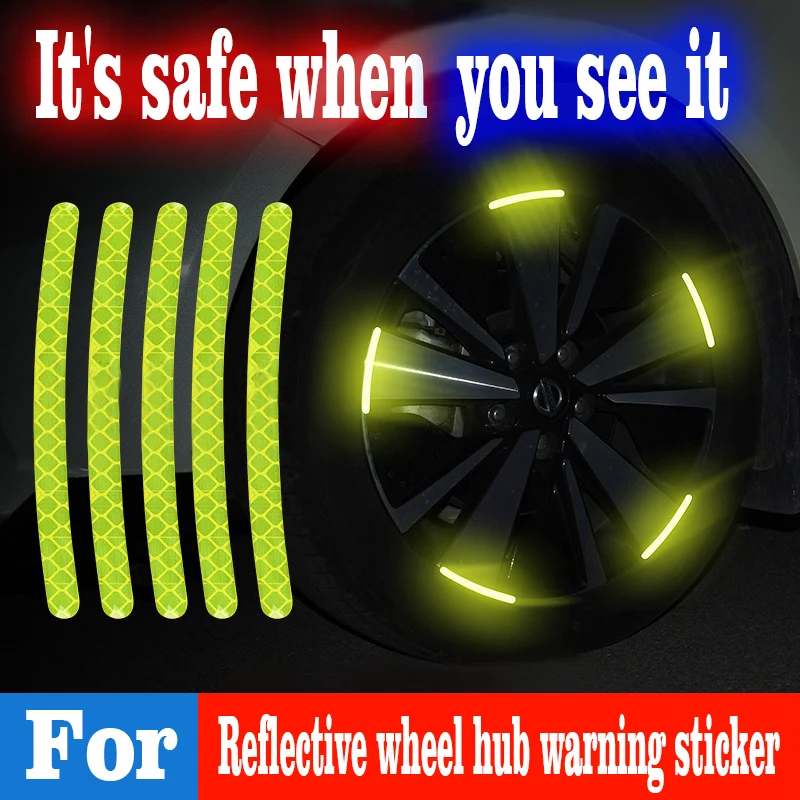 

20Pieces Car Reflective Safety Warning Tape Car Wheel Reflective Strip Safety Reflective Sticker Decal Cars Styling Accessories