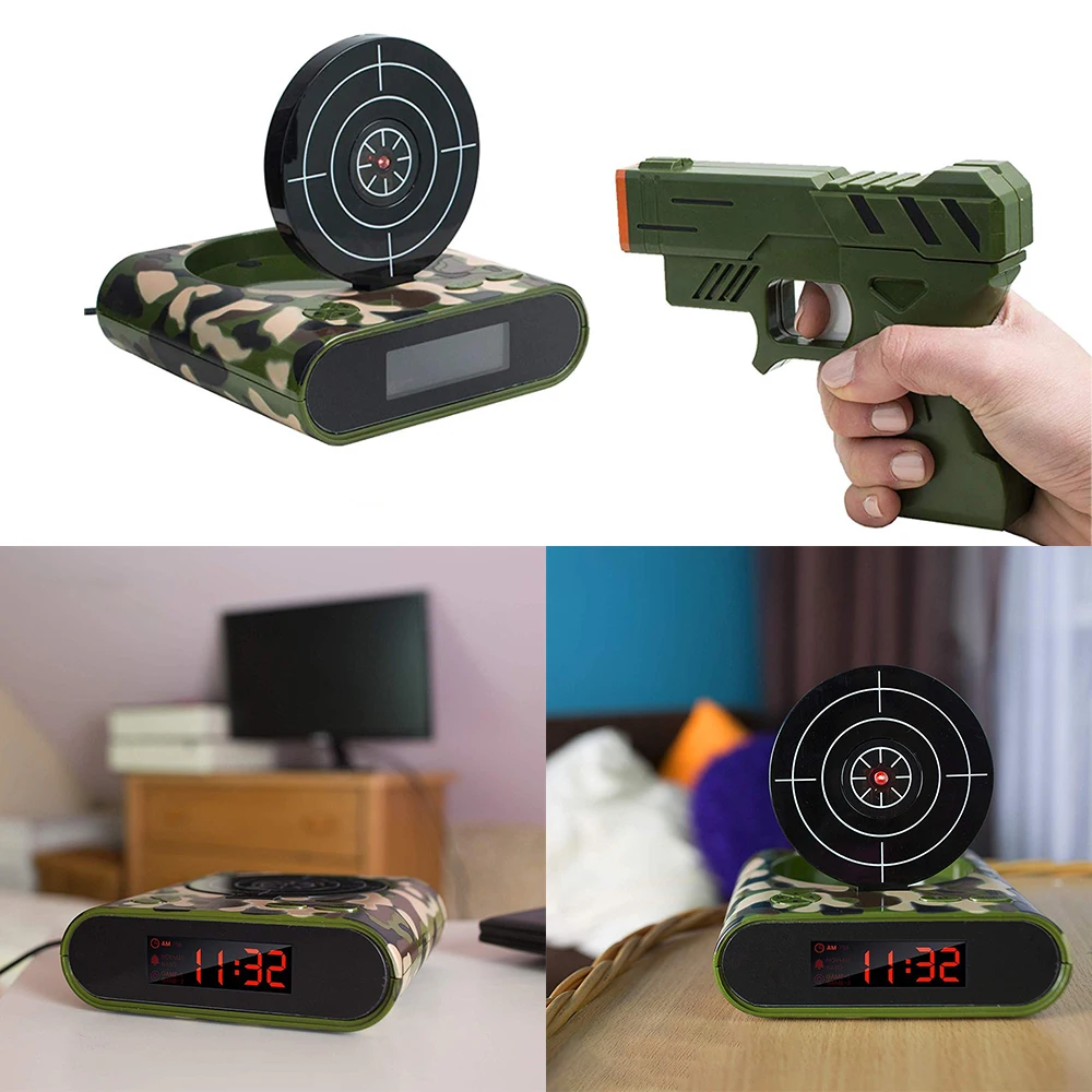1Set Gun Alarm Clock / Shoot Oɼlock Lock Load Target Office Gadgets | Дом и сад