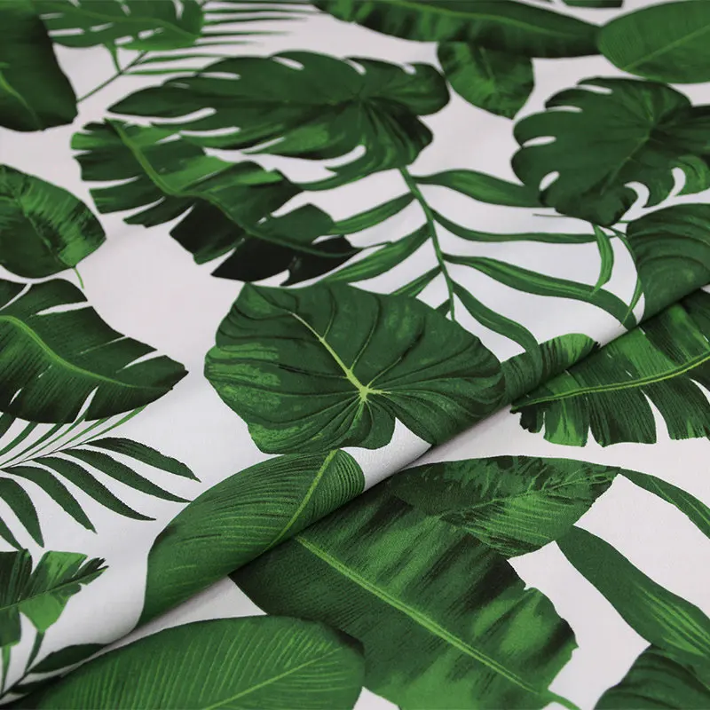 

Banana Tree Palm Leaf Printed Cotton Stretch Fabric For Dress Curtains Patchwork Needlework DIY Material Table Clothing Tissus