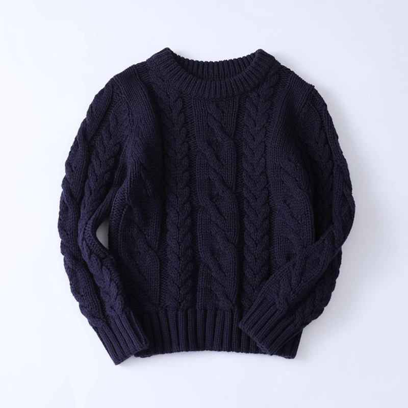 

Autumn Winter Boys Girls Pullover Sweaters Soft Cotton Big Child Boys Knitted Pullover Kids Ribbed Sweater Children's Clothing