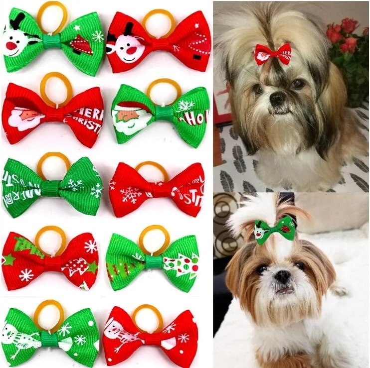 Xmas style 10/20 шт. аксессуары для ухода за домашними животными фермы собака-бабочка галстук-бабочка волосы маленькая повязка на голову с бантом для маленьких талисманы "Собака" подарок - Цвет: Xmas style