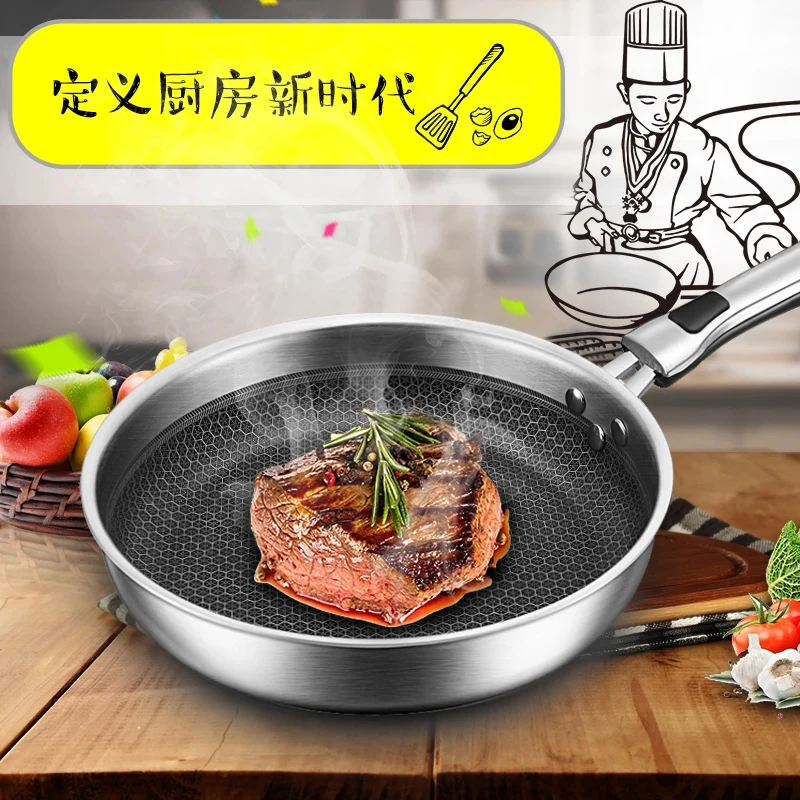 

Stainless Steel Pan Non-stick Pan Frying Pan Steak Pan Pancake Pan Induction Cooker Cookware Ollas De Cocina Cooking Pots EI50PA