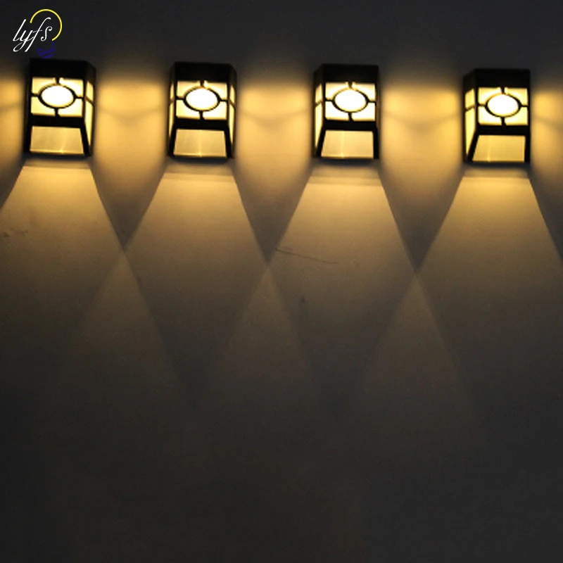 4 шт. светодиодный китайский Дворцовый стиль Солнечный светодиодный настенный светильник энергосберегающий забор светильник садовая ограда Ландшафтный светодиодный настенный светильник