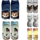 Новинка, стильные модные короткие носки с 3D рисунком кота, животных, тысяч рисунков, смешные осенние женские носки до щиколотки в стиле Харадзюку