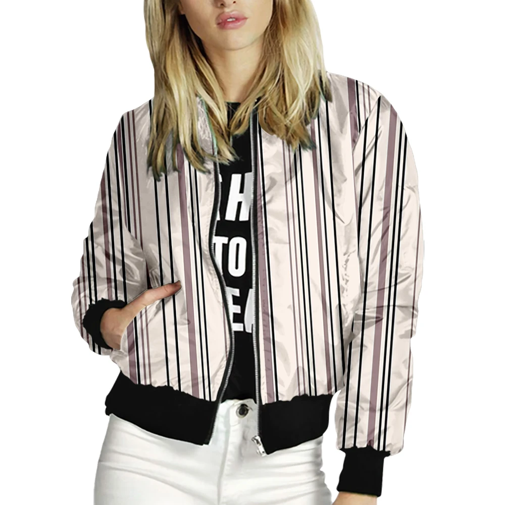 

New Women's Stand-up Collar Baseball Uniform Stripe Pattern Printing Series