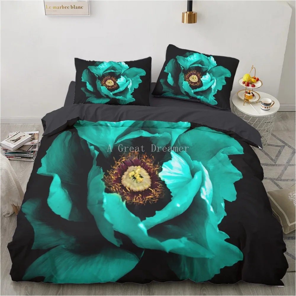 Комплект постельного белья с красным маком покрывало цветущими цветами