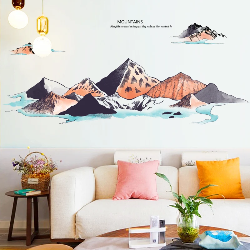 

Vintage Color Landscape Painting Wall Stickers for Living Room TV Background Wall Decoration Bedroom Wallpaper Bedside Decals