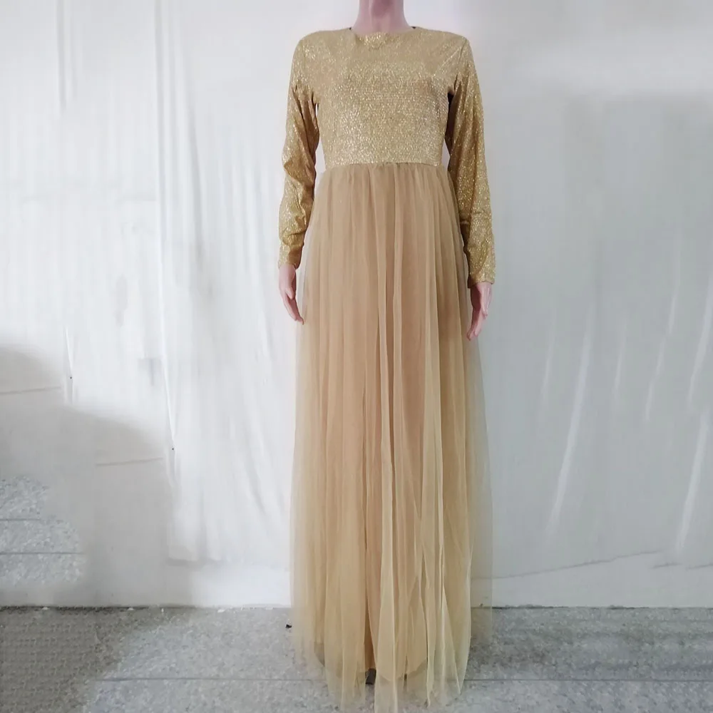 Женское мусульманское платье макси с блестками Повседневные Вечерние платья