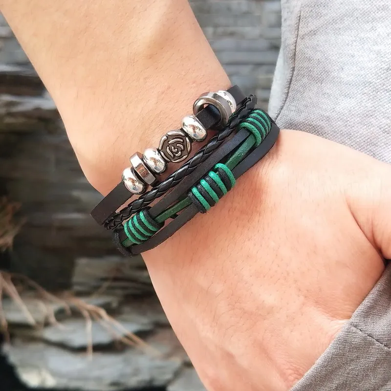 Многоуровневый плетеный браслет ручной работы в этническом стиле