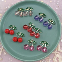new arrived 10pcslot resin beads decoration cartoon enamel cherry shape alloy floating locket charms diy jewelry earring making