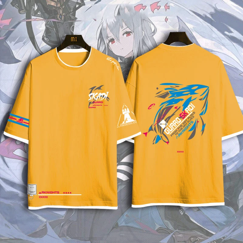 Футболка с капюшоном и коротким рукавом Game Arknights Skadi корейский стиль для косплея