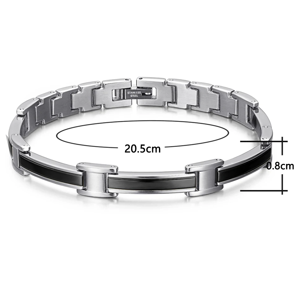Модные женские браслеты из нержавеющей стали RainSo черного цвета с элементами