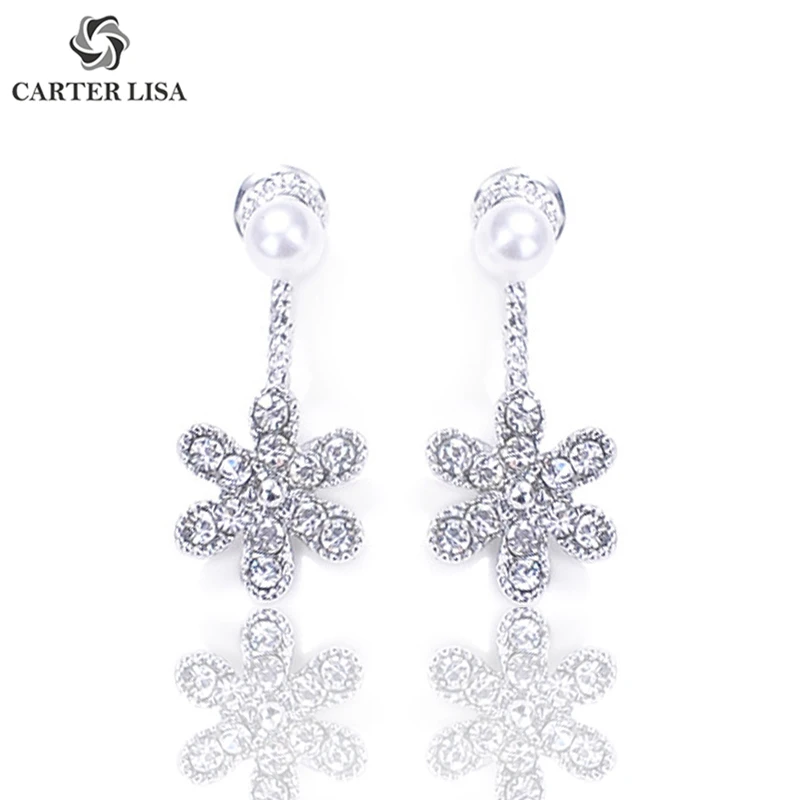 CARTER LISA Charm элегантный Кристальный цветок жемчужные серьги для женщин девушек