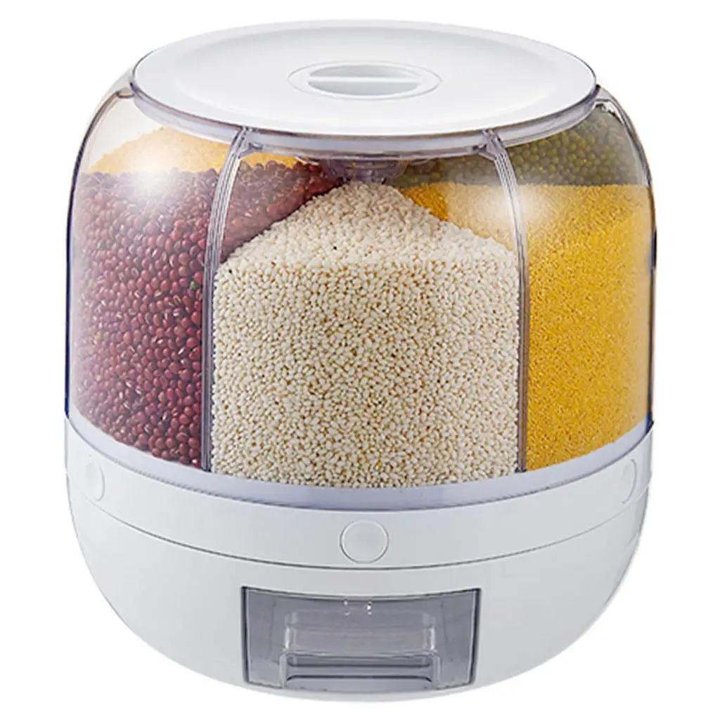 

Rice Dispenser Top Muesli Storage Container 6 Grids Rotating Divided