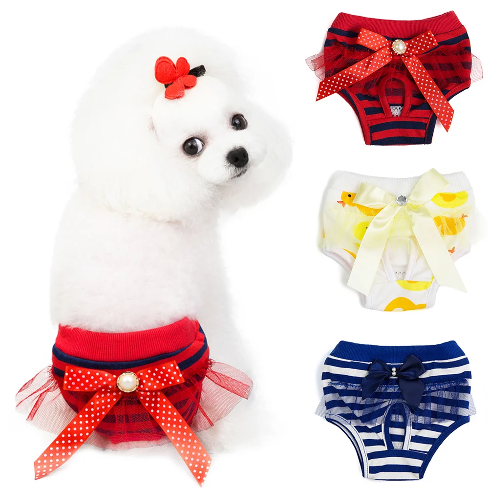 

1pc Pet Dog Diaper Physiological Pants Sanitary Panties Washable Female Dogs Panties Shorts Underwear Lace Edge Pets Underwear