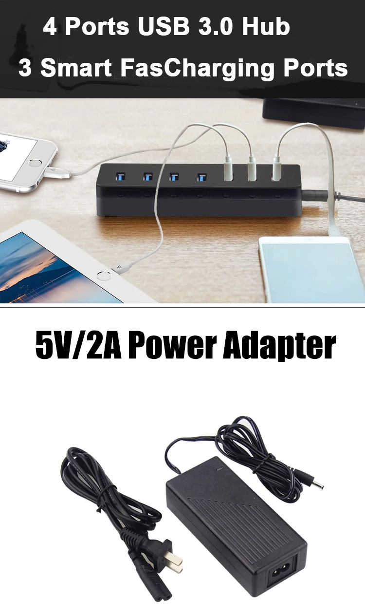 3 Смарт-порта для зарядки usb-хаб 3,0, мульти usb-разветвитель, 4 порта, концентратор USB 3,0, зарядное устройство для Macbook Pro, планшета, ПК, компьютера, аксессуары