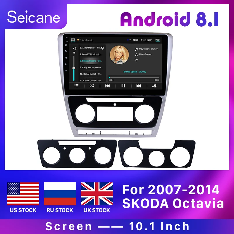 Seicane 10," Android 8,1 HD 2 Din автомагнитола gps стерео для Фольксваген Шкода Октавия 2007- Bluetooth головное устройство зеркало SWC