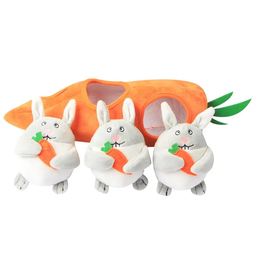 

Plush Dog Hide And Seek Sounding Toy Cartoon Carrot House Set Pet Supplies