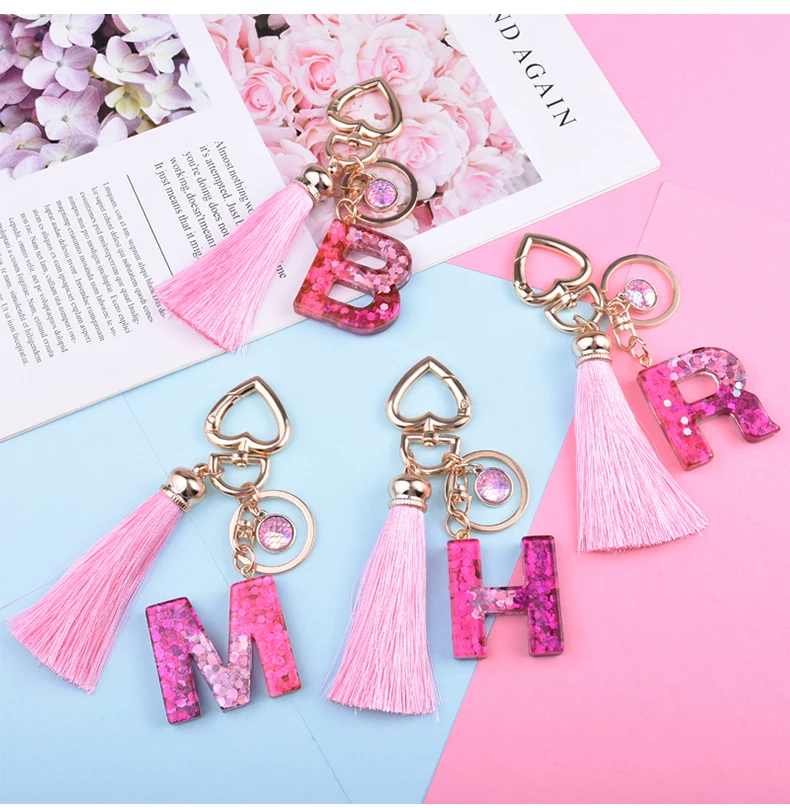 Роскошный модный брелок для ключей в виде надписи с подвеской рыбьей чешуи