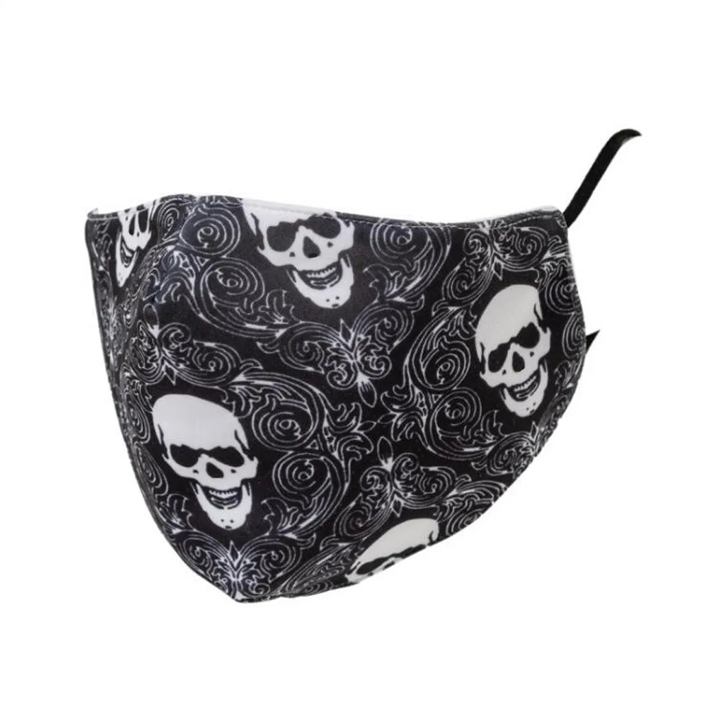 

Washable Facial Mask Skull Print Mascarillas Outdoors Dustproof Adjustable Reusable Face Mask Double Protective Mouth Mask Maske