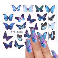 3d watercolor butterflies sliders nail art water transfer decal sticker blue valentines day nail decoration tattoo manicure