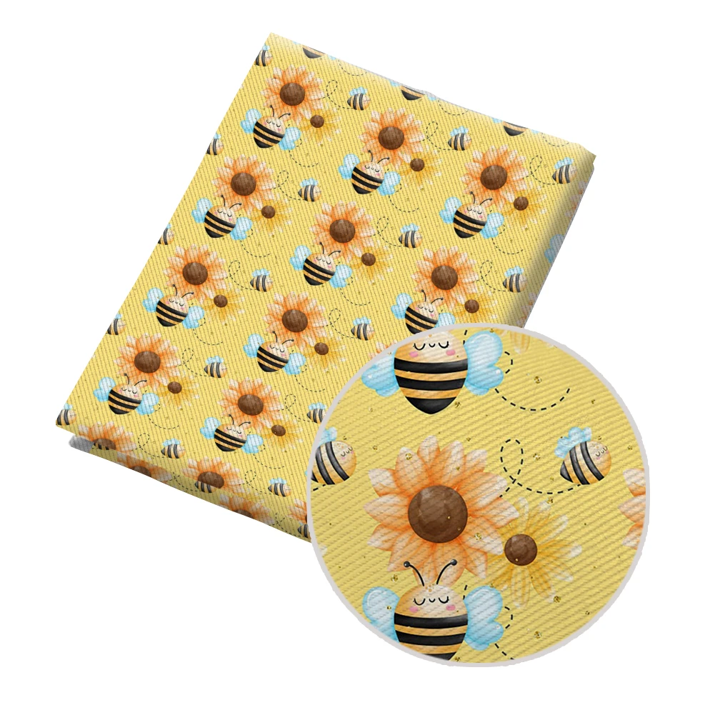 Саржевая ткань из полиэстера и хлопка с мультяшным принтом животных пчелы