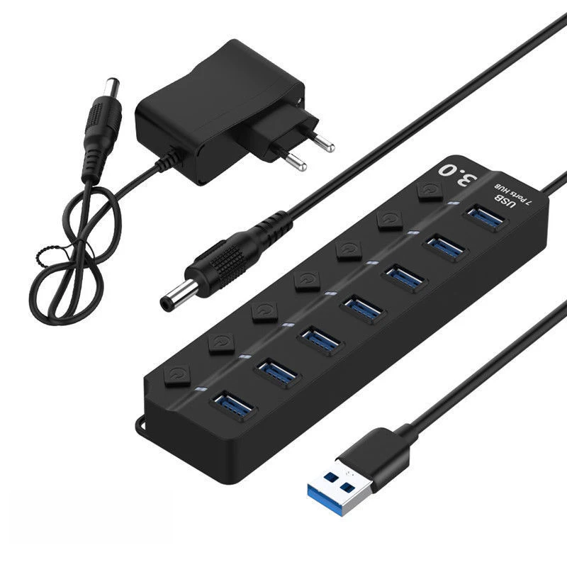 

USB Hub 3.0 4/7 Port USB 2.0 Hub Splitter With ON/OFF Switch Multi USB C Hab High Speed 5Gbps For PC Computer Accessories