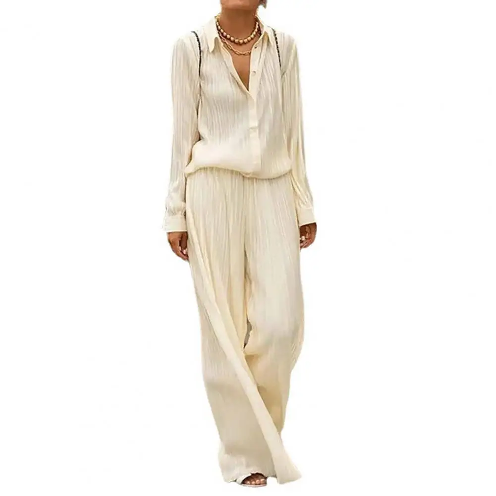 

2021 Two-Piece Suit Single Breasted Shirts All Match Solid Color High Waist Bloomers Ladies Outfit Suit for Office Black xxl