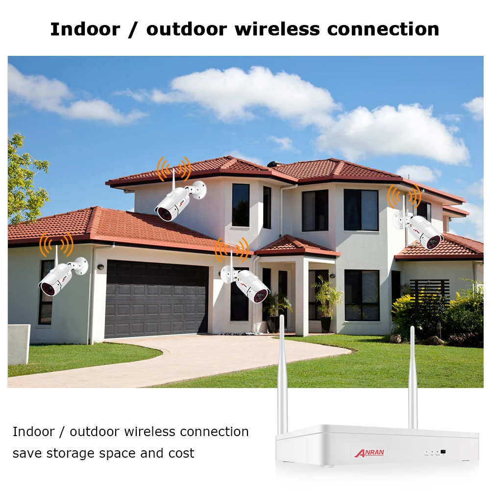 ANRAN Беспроводная 3MP CCTV система NVR комплект Открытый P2P Wifi IP камера безопасности