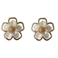 silver needle personality sweet flower earrings simple earrings temperament hollow fashionable ear jewelry