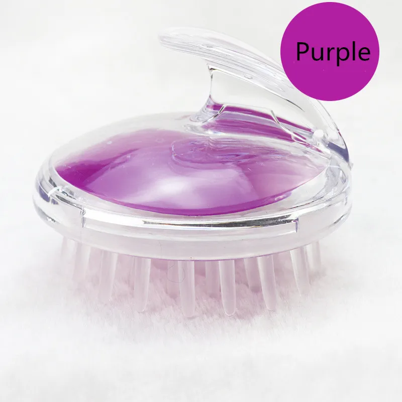 Purple Массажер для головы, полупрозрачный шампунь, Массажная щетка для ванны, удобный массажный инструмент для мытья головы и волос - Цвет: Purple