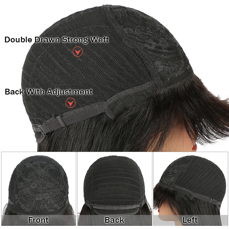 

Straight Human Hair Wigs With Bangs Brazilian Virgin Remy Hair Wigs For Woman 8"-26" Colored Full Machine Wigs