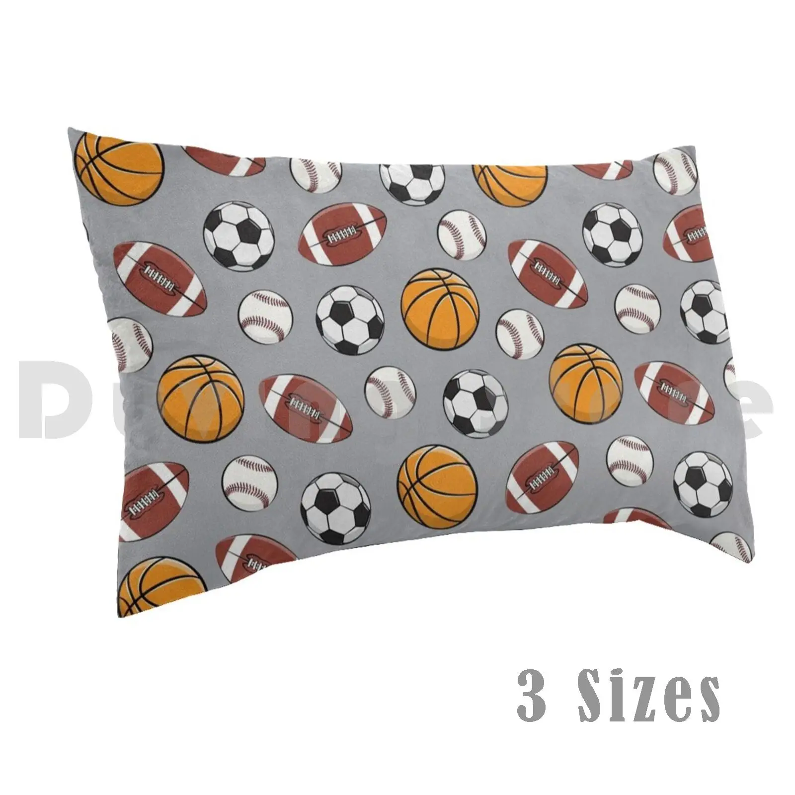 

Sports-Basketball , Baseball , Football , Soccer-Gray Pillow Case Printed 50x75 Basketball Sports Themed