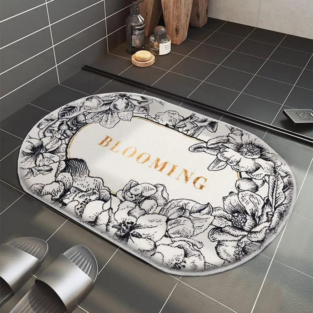 

Washable Fashion Absorbent Flannel Bathroom Rug 6 Styles Entrance Mats Soft for Indoor