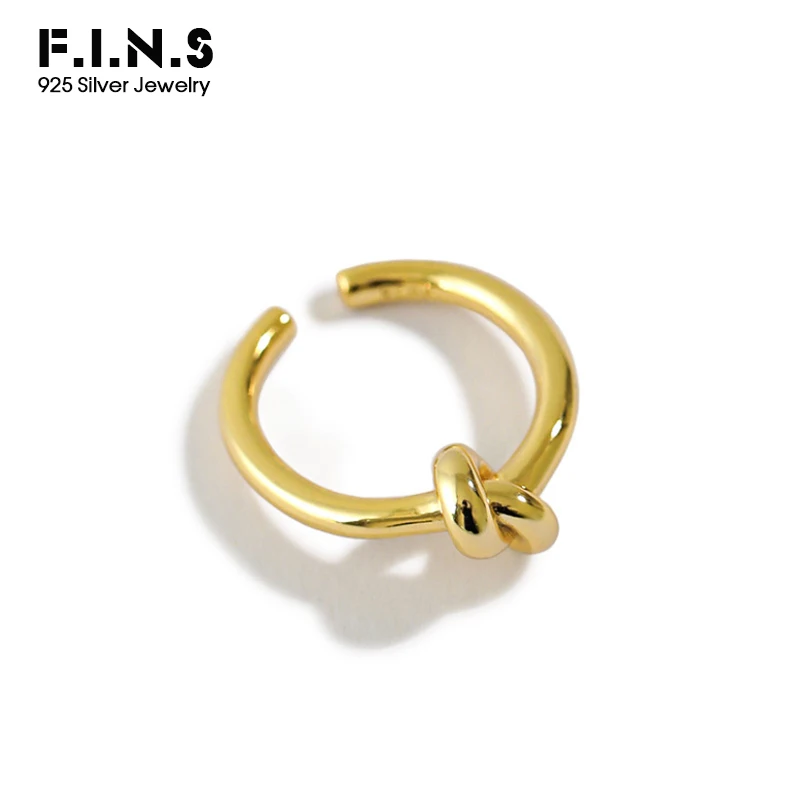

F.I.N.S классическое оригинальное кольцо из стерлингового серебра S925 пробы, простое открытое кольцо с узлом, штабелируемые женские кольца, сва...