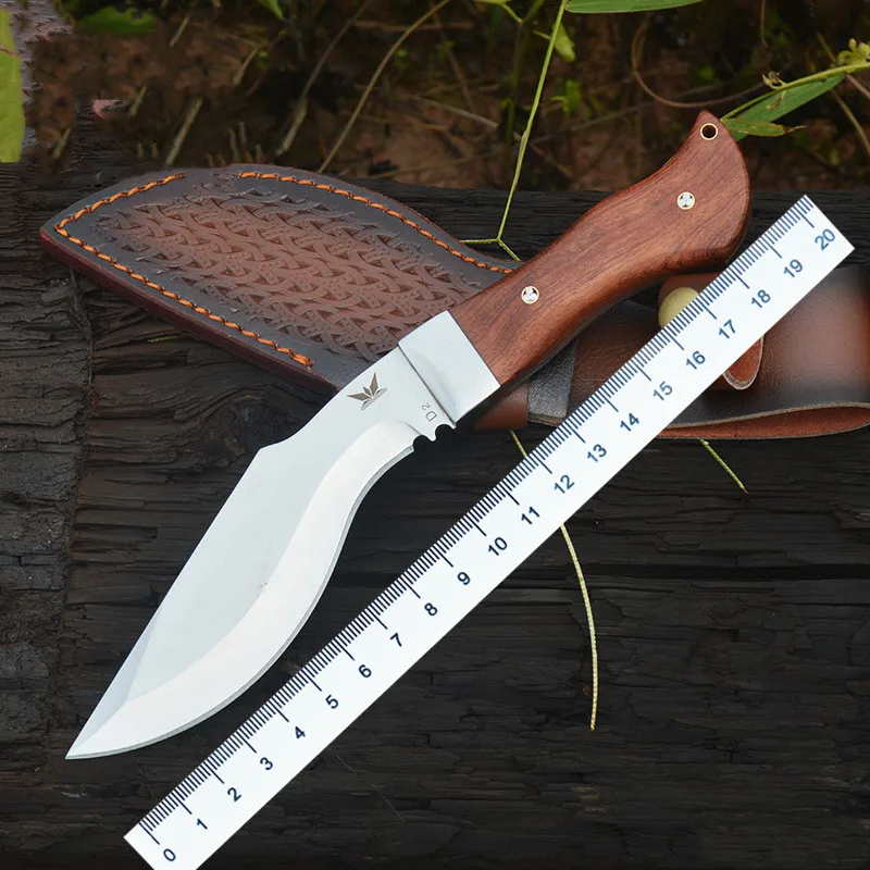 

Hysenss High Quality and Hardness Outdoor Camping Hunting Survival Tactical Knife D2 Steel Blade Rosewood Handle Edc Tool