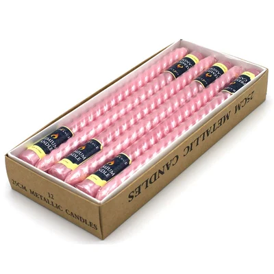 pink 2*25 см, 12 см, шт./кор. спираль палочка длинная лампы в форме свечи золотого, серебряного цвета Свеча светильник ужин свадьба - Цвет: pink