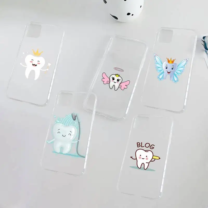 

Dentist Dental Crowned Teeth Phone Case Clear Transparent for iPhone 11 12 13 mini pro XS MAX 8 7 6 6S Plus X 5S SE XR 2020