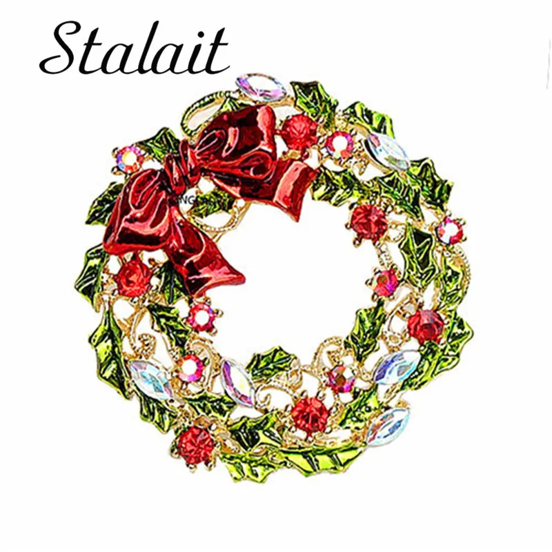 Модная красная брошь в форме венка с кристаллами булавка роскошная