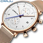 Мужские наручные часы CRRJU, из нержавеющей стали, с хронографом, с сеткой, военные, водонепроницаемые, с датой, кварцевые часы