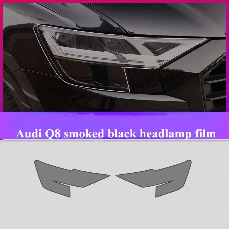 Автомобильная наклейка для Audi Q8 2019 2020 Защитная пленка передней фары черная |