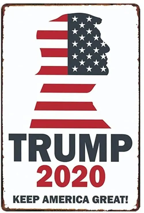 

Donald Trump 2020 Presidential Election Metal Tin Sign Wall Decor Man Cave Bar Keep America Great 12" x 8"