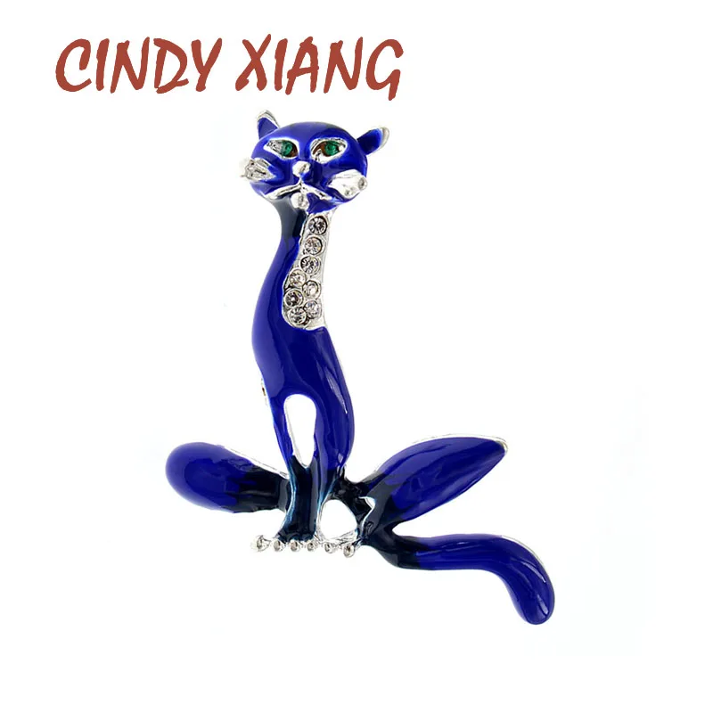 Женские синие броши кошки CINDY XIANG брошь булавка в виде животного модные