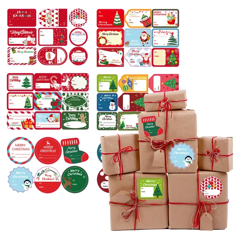 Ярлыки наклейки Санта снеговики Рождественская елка олень день рождения свадьба