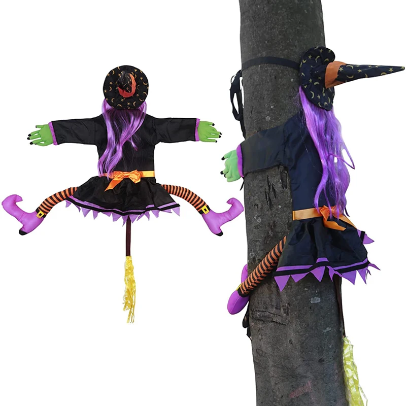 

Halloween Decoration Witch Crashing Into Tree