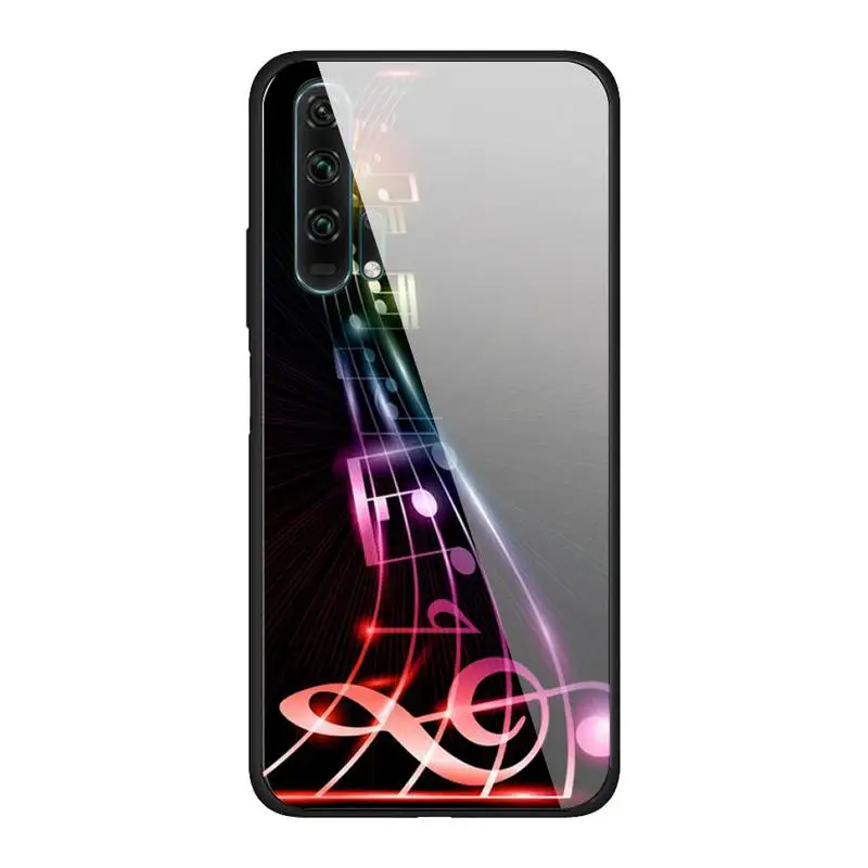 

Music notes Pattern Phone Case For Huawei Mate 9 10 lite 20Pro&Tempered Glass Back Cover For Honor 7A 8X 9 10 V10